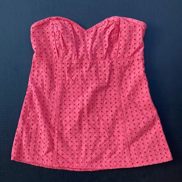 Guess Tops - NEW GUESS Kate Eyelet Corset - bright coral multi